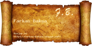 Farkas Baksa névjegykártya